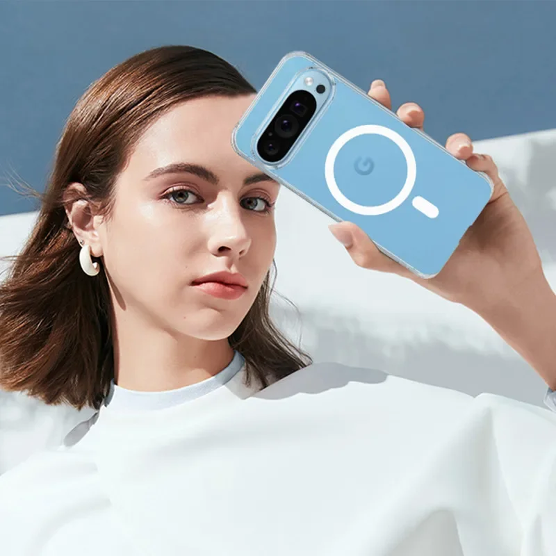 Para Google Pixel 9, 9 Pro, 9 Pro XL funda magnética ELVEV calidad transparente PC TPU cubierta protectora trasera - imagen 5