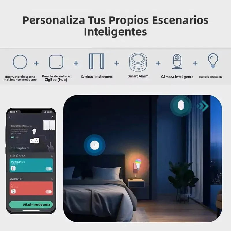 Tuya Zigbee interruptor de botón inteligente interruptor de escena, configuración móvil alimentada por batería enlace multiescena control remoto inalámbrico - imagen 2