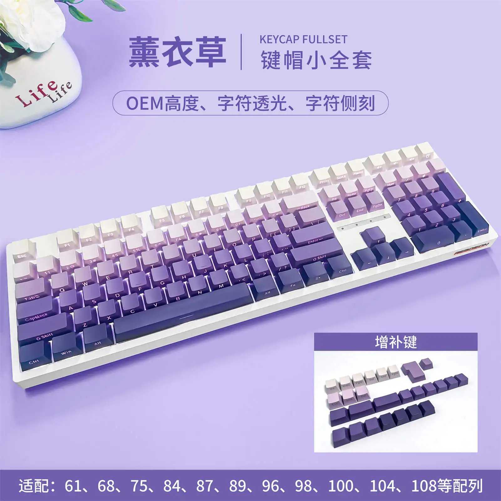 (Solo vendemos teclas) Teclas transparentes laterales Matcha de 135 teclas PBT OEM, contorno, teclas de teclado mecánico moldeadas en dos colores - imagen 5