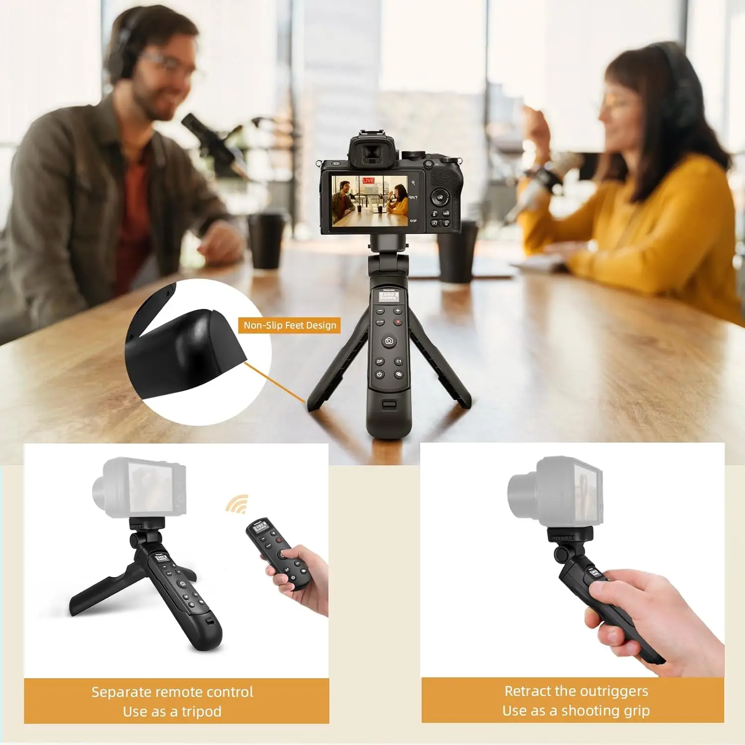 Trípode de agarre de disparo inalámbrico con Control remoto de pantalla OLED para Sony RX100M7/RX0II/ZV-E10/ZV-E1/ZV-1/ZV-1F/A6400/A6600/A6700 - imagen 2