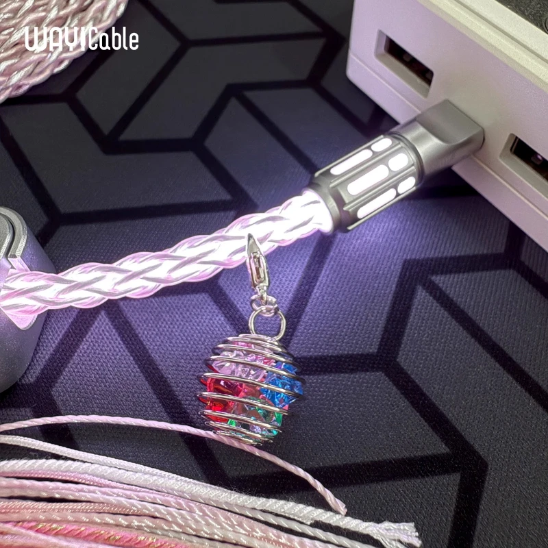 WAYi-cable de enchufe de aviación de cobre y cristal único, mecánico Sakura 8K, informes, e-sports, interruptor magnético, Cable de teclado, Control magnético - imagen 5