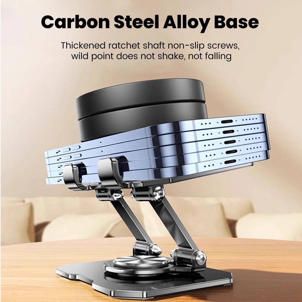 720 °   Soporte giratorio para tableta, soporte plegable de aleación de aluminio para escritorio, para iPad Pro, portátil, teléfono móvil y tableta - imagen 2