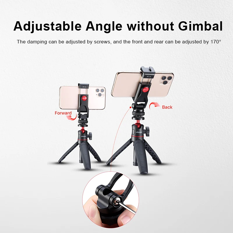 ULANZI-trípode de Metal para teléfono móvil, soporte de montaje con zapata fría, rotación de 360 grados, para luz de micrófono, Canon, Nikon, Sony, cámara DSLR, Smartphone, ST-10 - imagen 2