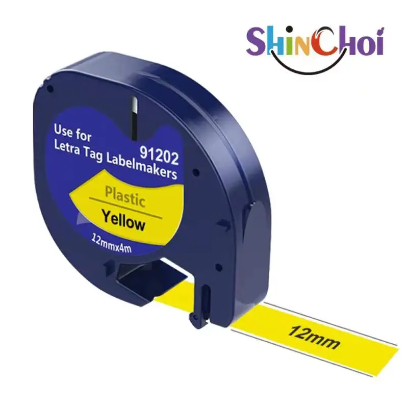 Dymo 59423 S0721570/91222/91202, S0721670 LetraTag 12mm x 4m, cinta Compatible negro/amarillo