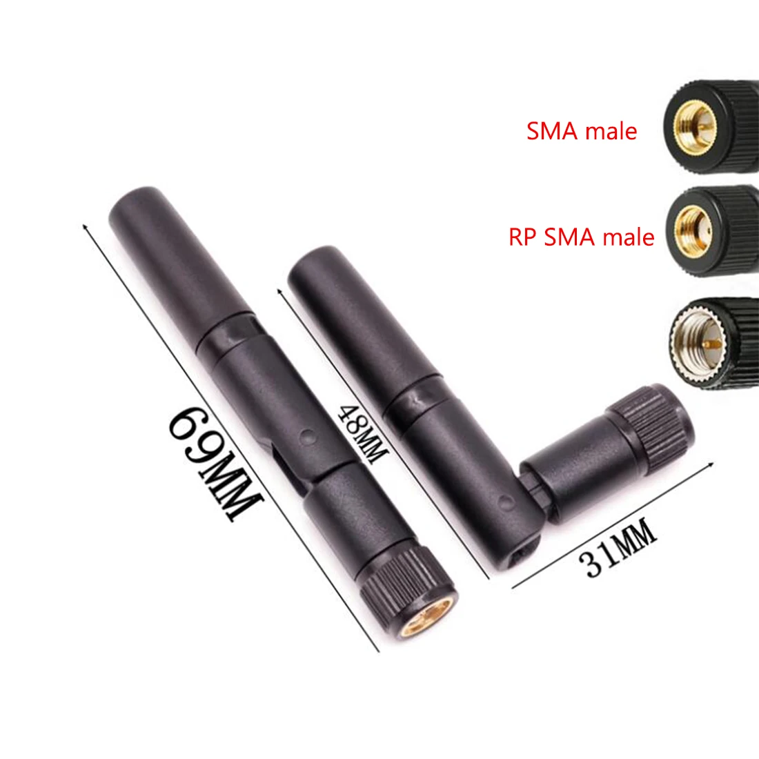 Antena pequeña S plegable, Conector de enchufe SMA macho/RP, 433Mhz/ GSM/2,4 Ghz/4G LTE, venta al por mayor, 1 unidad - imagen 3