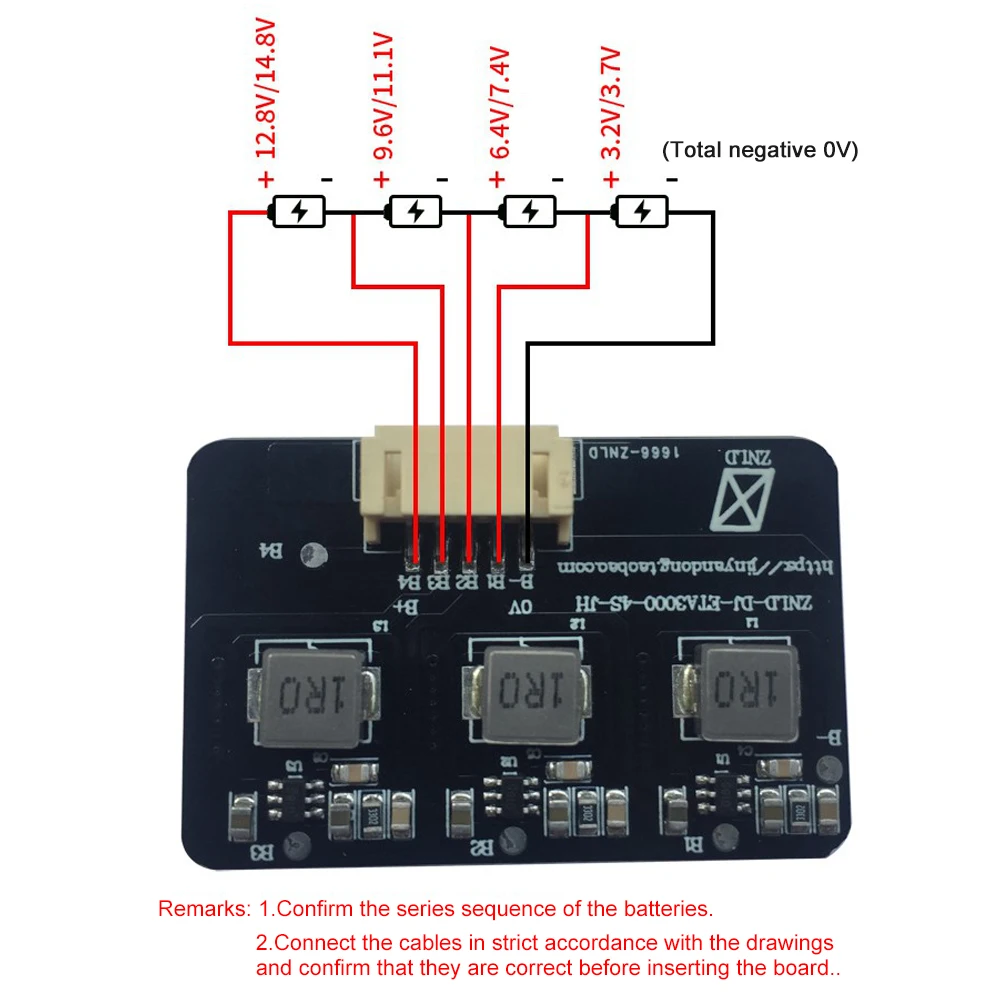 Placa de equilibrio activo de batería de litio 4S 1.2A, placa de transferencia de energía, ecualizador activo, ecualización de transferencia de energía inductiva BMS - imagen 2