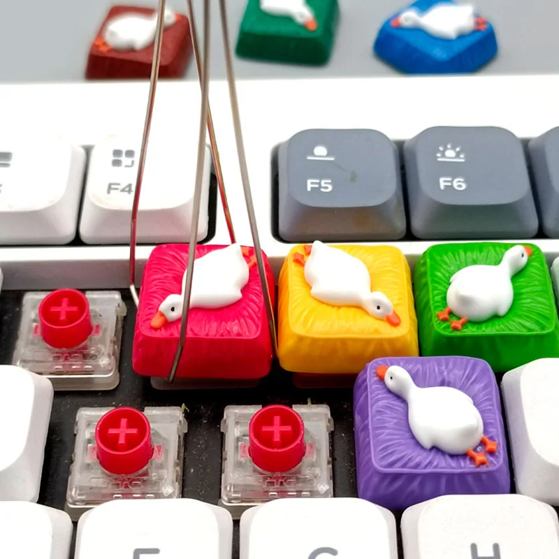 Teclas con tema de pato tumbado KT, teclas de juguete de resina con interruptor MX bajo para teclado mecánico, accesorio Original personalizado, regalo - imagen 4