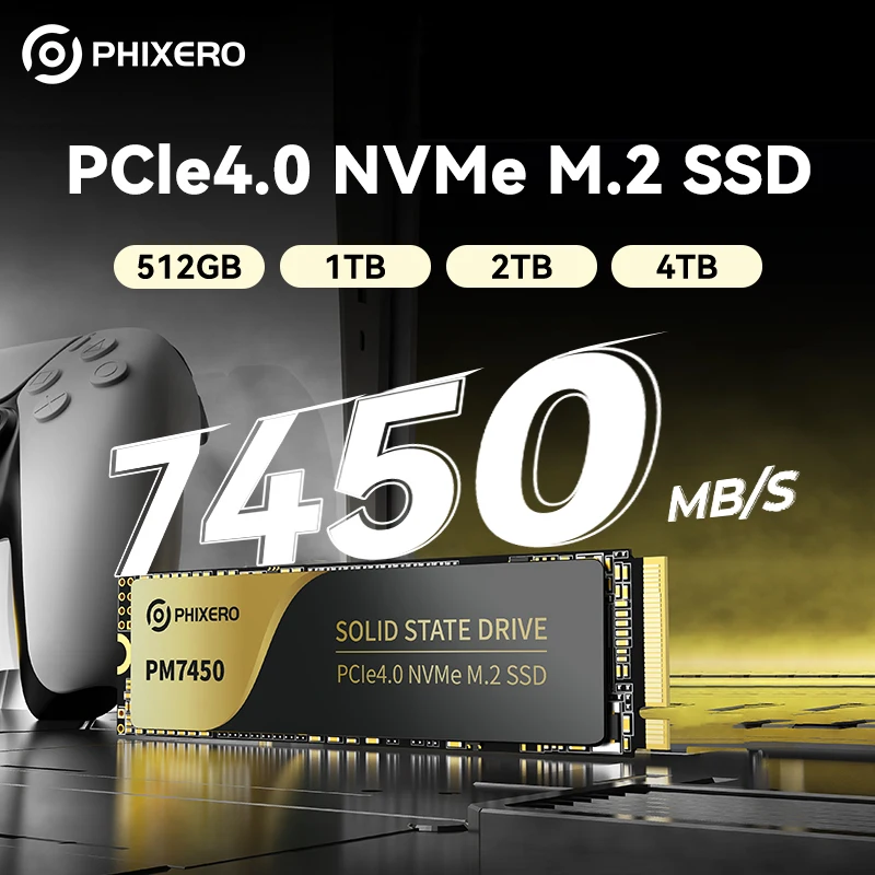 PHIXERO SSD 1tb 2tb SSD NVMe M2 4tb 7450MB/S PCIe 4,0 x4 M.2 2280 disco unidades internas de estado sólido NVME M.2 SSD para portátil PS5 - imagen 2