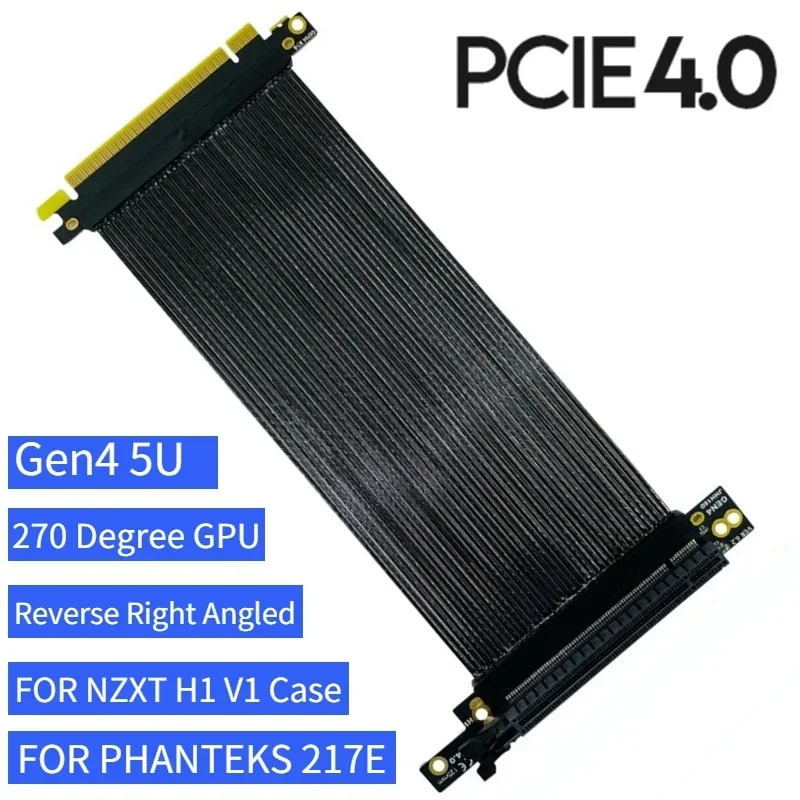 PHANTEKS 217E NZXT H1 ATX chasis PCI Express 4,0 X16 Cable elevador de 270 °, tarjeta gráfica de ángulo recto inverso, extensión Vertical de GPU - imagen 2