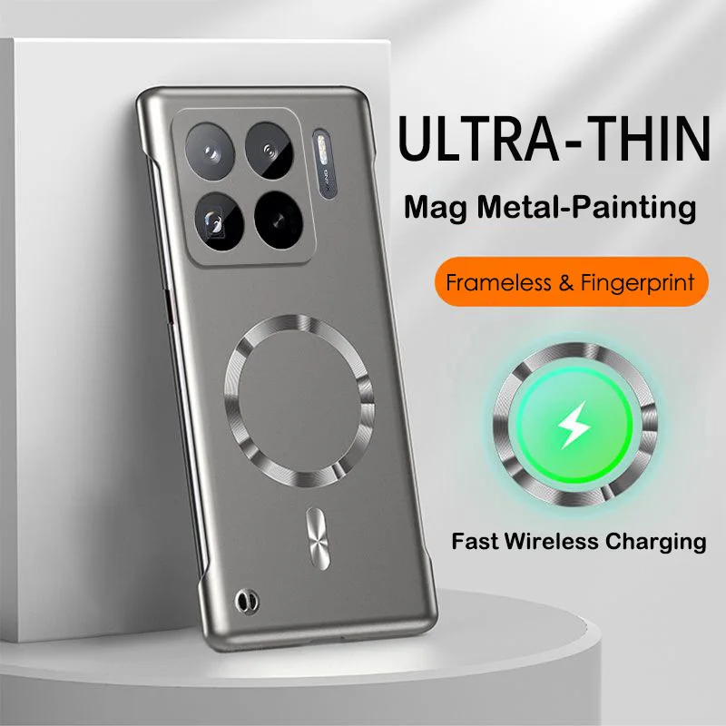 Funda sin marco delgada con pintura de Metal para XIAOMI 15 Ultra 14 13 12x11 Lite 10 10T 9T Pro cubierta dura de PC con carga inalámbrica magnética