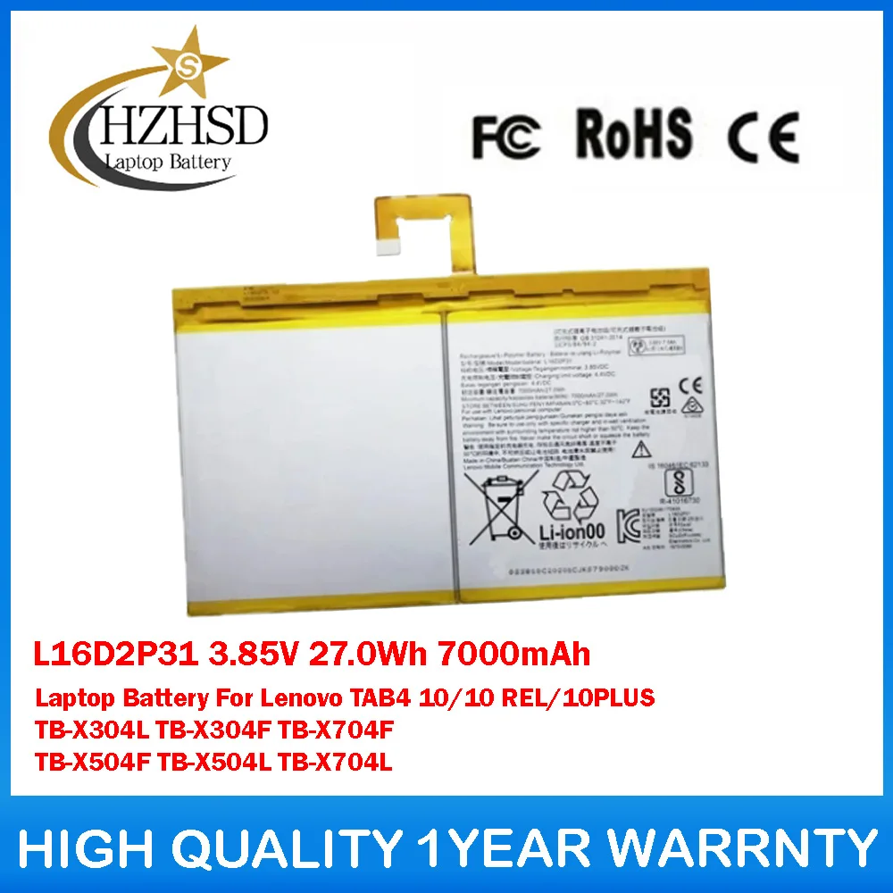 L16D2P31 3,85 V 27.0Wh 7000mAh batería del ordenador portátil para Lenovo TAB4 10 REL/10PLUS TB-X304L TB-X304F TB-X704F TB-X504F TB-X504L TB-X704L