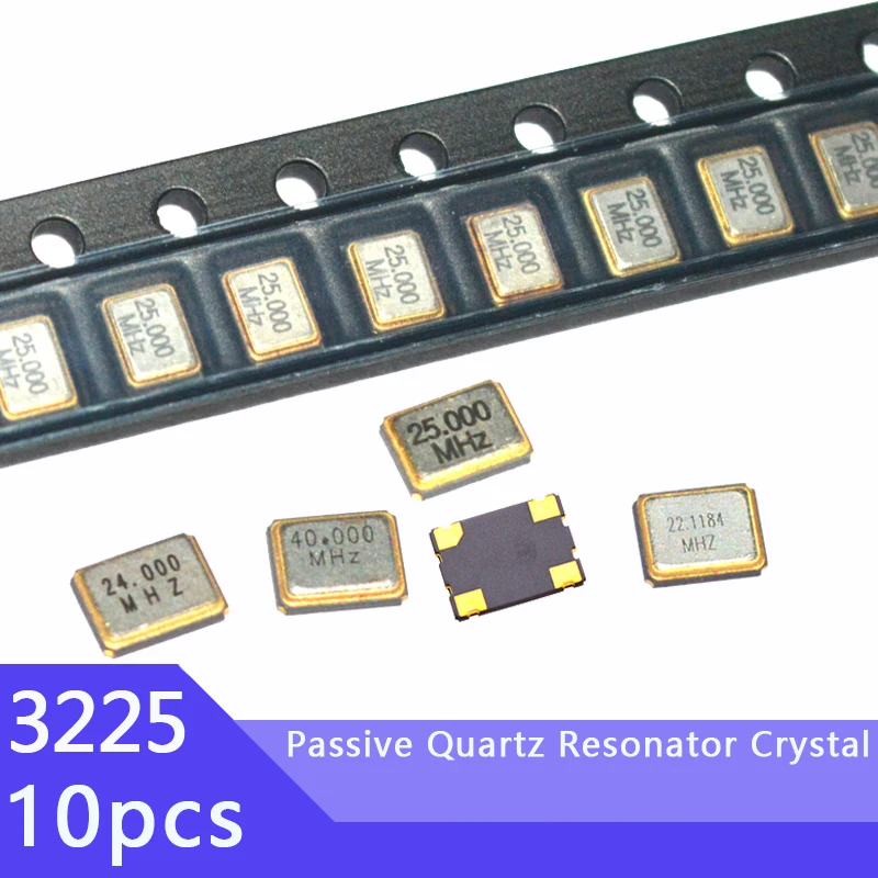 10 piezas 3225 4PIN 18.432 Mhz 18.432 M 18.432 MHz 3,2*2,5mm pasivo SMD cuarzo resonador cristal