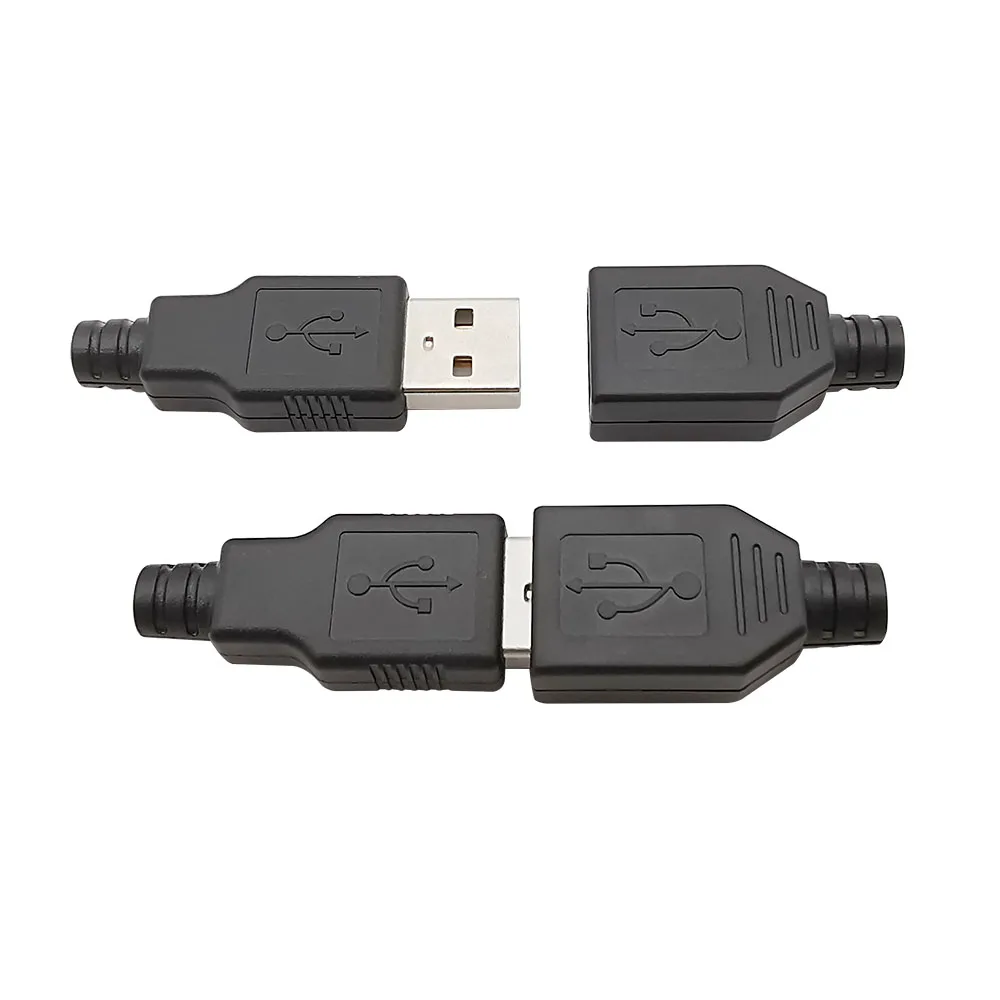 5/10 Uds tipo A macho hembra USB 4 pines enchufe adaptador de conector de soldadura con cubierta de plástico blanco negro tipo A Kits de bricolaje - imagen 2