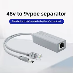 48V to 9V PoE Splitter Anti-interference 15W POE Adapter cable Power supply module DC5.5*2.1mm Connector for IP Camera