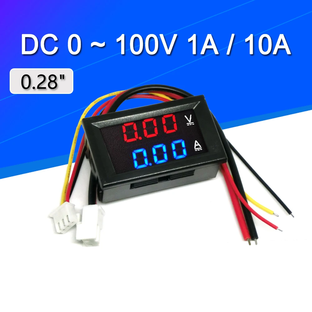 Mini voltímetro Digital, amperímetro DC 100V 10A, Panel Amp, voltios, medidor de corriente, Detector de prueba, pantalla LED Dual de 0,56 ", coche