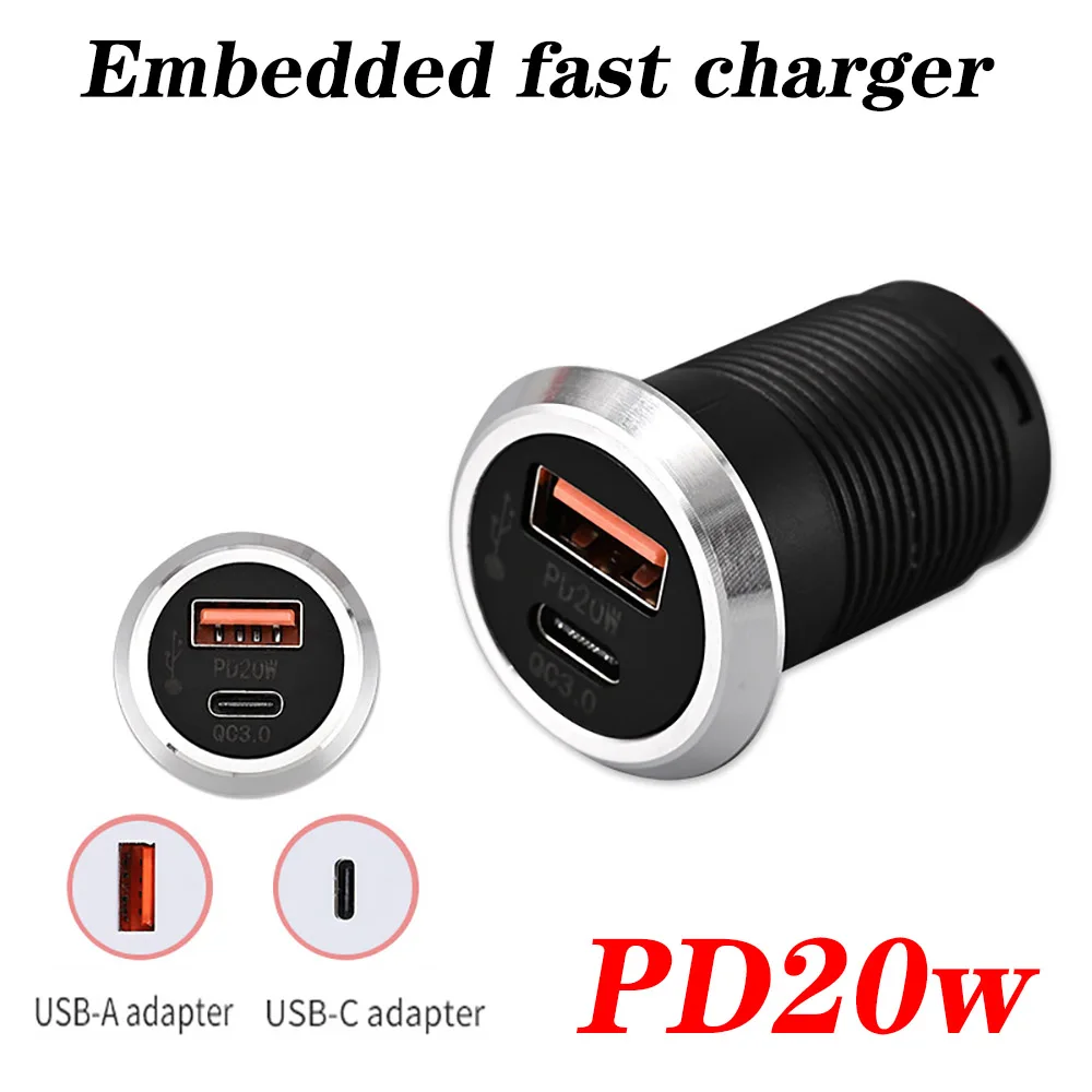 5 uds nuevo cargador USB de escritorio oculto 9 V2 A 1 USB 1 tipo C mini carga rápida muebles de carga de coche enchufe integrado de energía - imagen 3