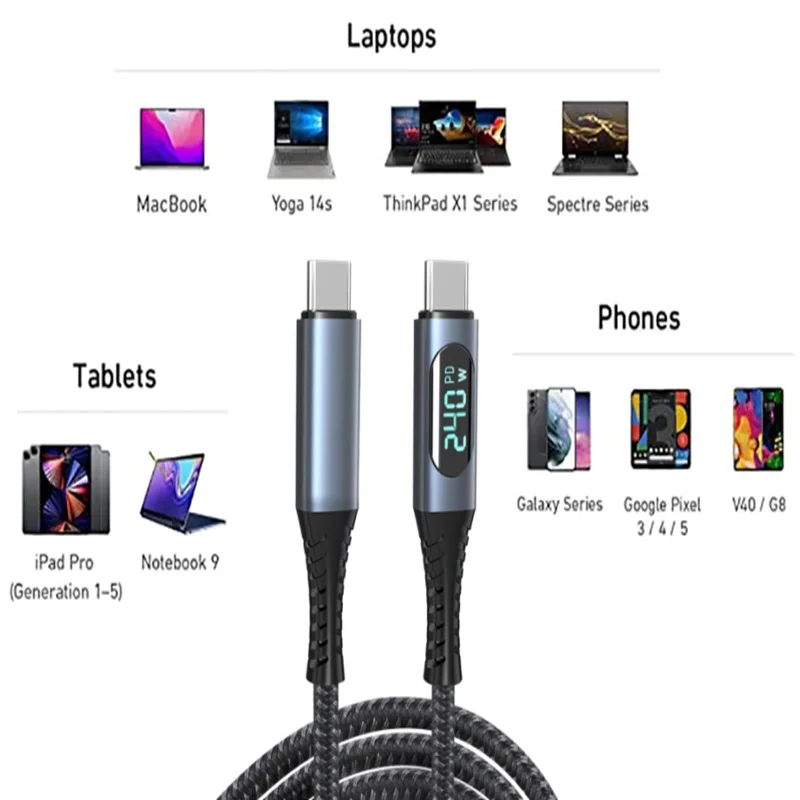 Cable USB 4,0 tipo C a tipo C de carga rápida para Thunderbolt 4 8K @ 60Hz 40 Gbps 240W PS5 Nintendo Switch MacBook Pro - imagen 2