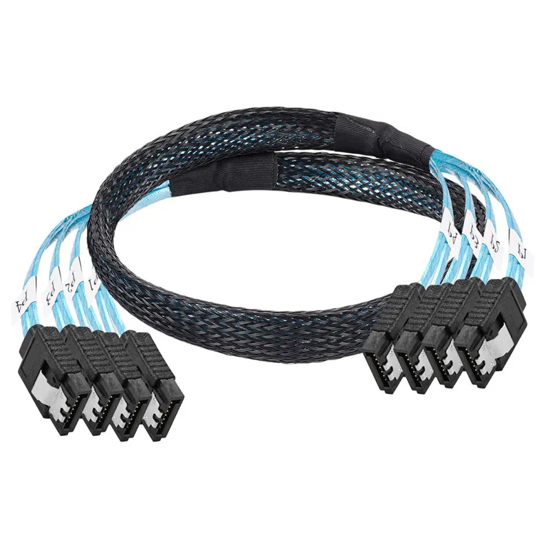 Cable Sas 6/4 Sata a 6/4 Sata de 50CM, Cable Sata 3 de 7 pines, 6Gbps, HDD/SSD, para servidor y minería de discos duros - imagen 2