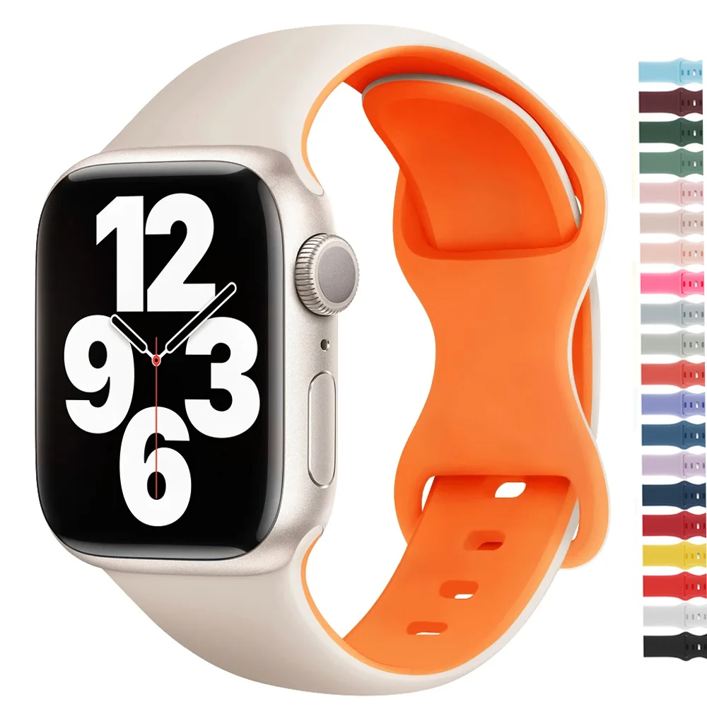 Correa de silicona para Apple Watch Band 45mm 44mm 40mm 41mm 49mm 38mm 42 Correa pulsera iWatch serie 6 ultra2 7 8 9 se 44 mm
