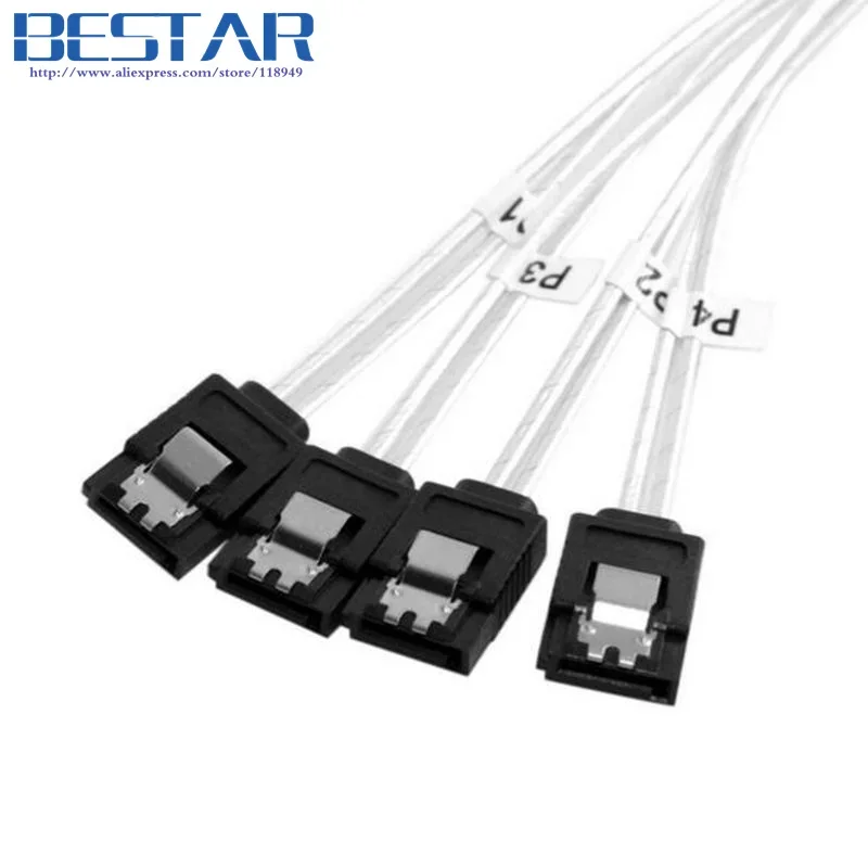 1,5 pies 0,5 M línea delgada SAS 4,0 SFF-8654 4i 38pin Host a 4 SATA 7pin objetivo disco duro Fanout Raid Cable de conexión 50cm - imagen 5