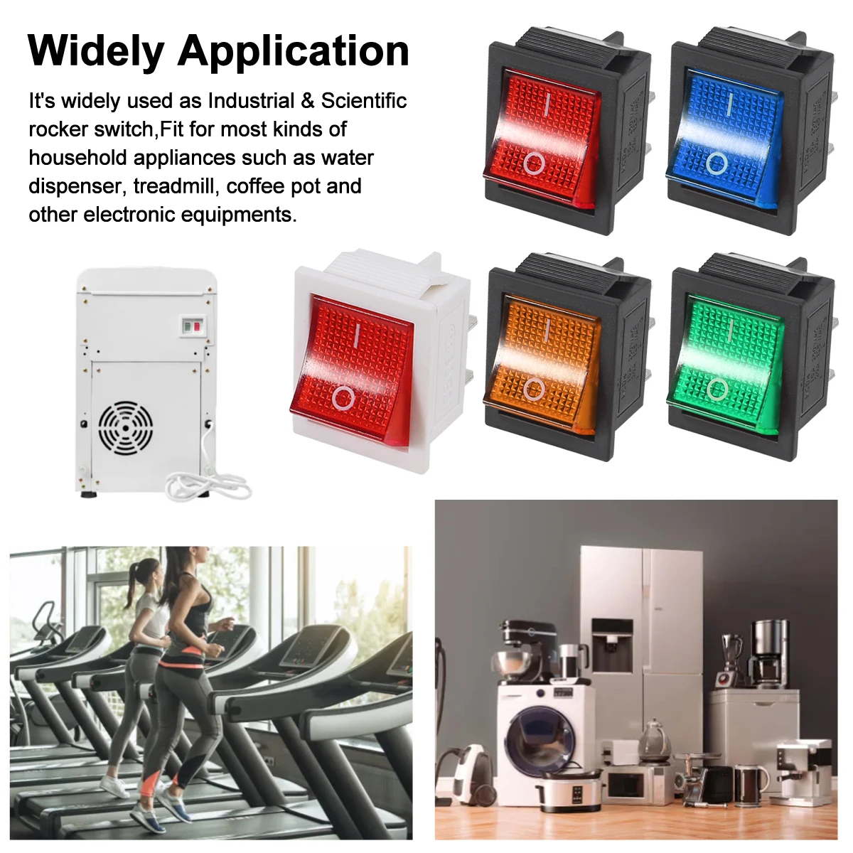 5 uds KCD4 interruptor basculante AC 10A/125V 6A/250V DPST 4 pines 2 posiciones encendido/apagado luz LED roja interruptor basculante de barco iluminado - imagen 2