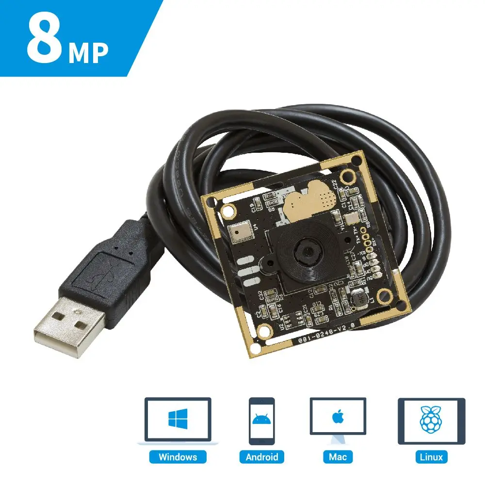 Arducam Módulo de cámara USB de enfoque automático de 8MP 1080P con micrófono, placa de cámara web Mini UVC USB2.0 CMOS IMX179 de 1/3,2 pulgadas con Ca de 3,3 pies/1 m - imagen 5