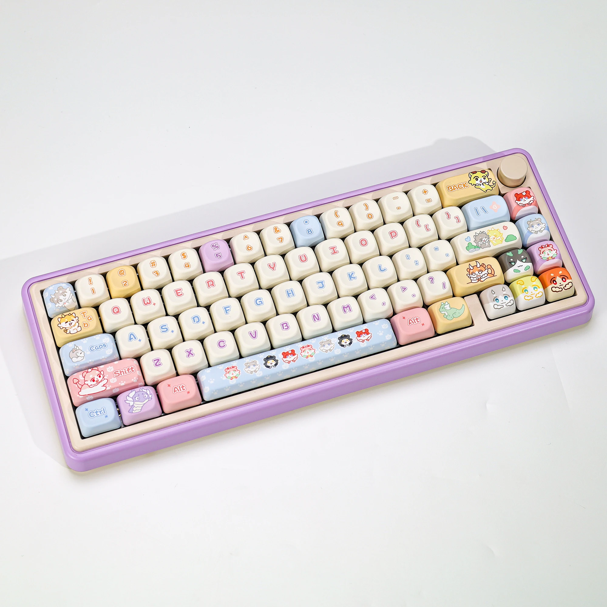 KBDiy lindos teclas PBT KOA perfil Alice Anime Chimera Keycap ISO MAC para DIY personalizado 60 Teclado mecánico para juegos Aula F75 Pro - imagen 5