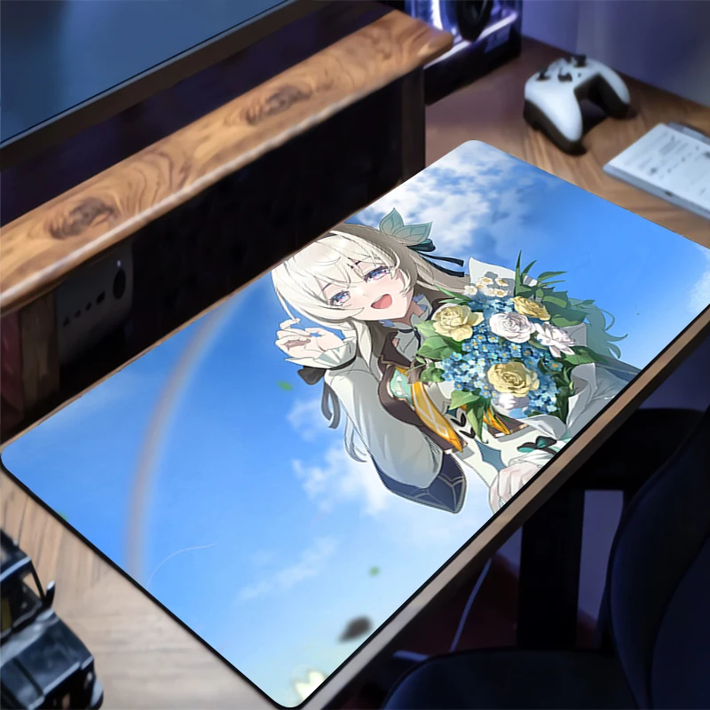 Alfombrilla de ratón con estampado HD de Anime, alfombrilla de ratón para juegos h-honkai Star Rail Firefly, alfombrilla de ratón de goma para escritorio de ordenador, alfombrilla de teclado antideslizante para Gamer - imagen 2