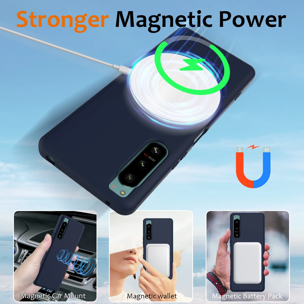 Funda de silicona líquida Magsafe para Sony Xperia 5 IV, funda anticaída suave ultrafina con sensación de piel para Xperia 5 IV, parachoques a prueba de golpes - imagen 4