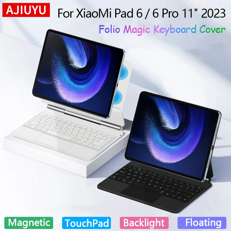 Teclado mágico AJIUYU para XiaoMi Pad 6 11 "2023 funda inteligente para Xiaomi Mi Pad 6 MIPad 6 Pro 11 pulgadas TrackPad teclado retroiluminado