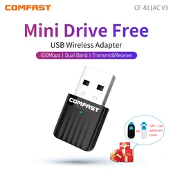 COMFAST Adaptador WiFi USB Doble Banda 650 Mbps para PC y Portátil