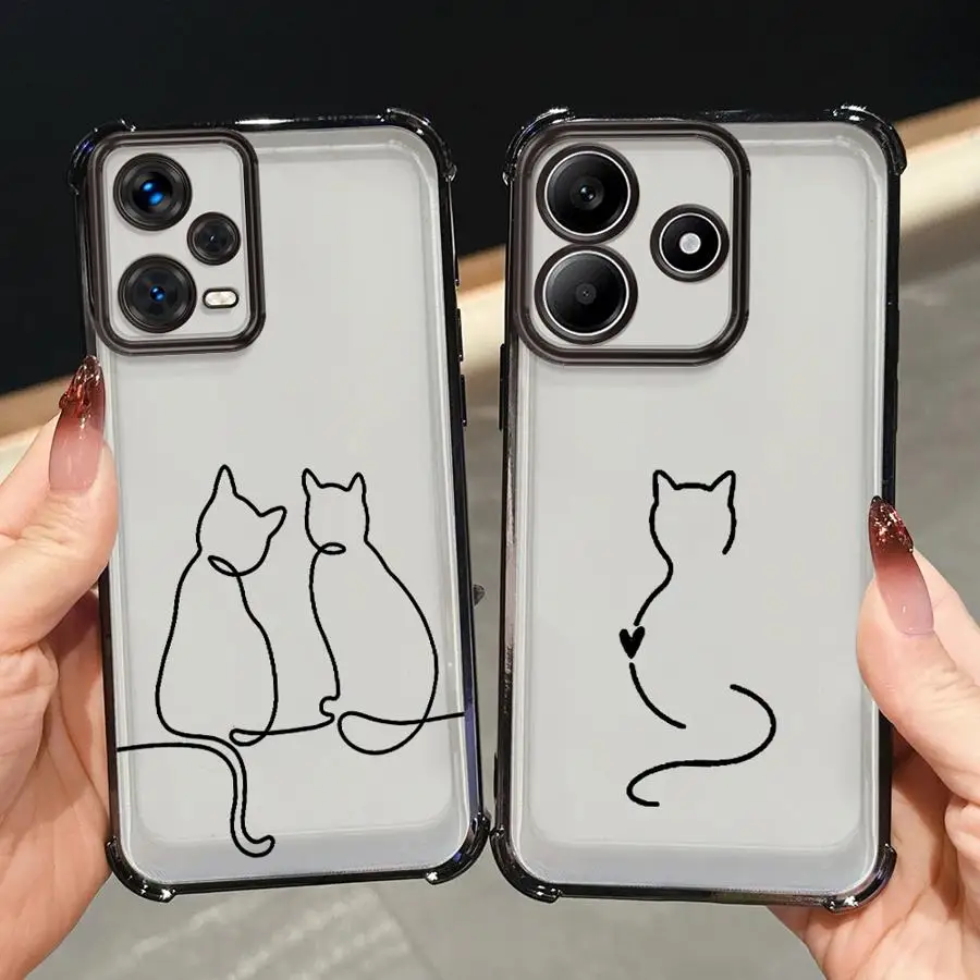 Funda de teléfono transparente con diseño de gato de dibujos animados para Xiaomi Redmi A5 13C K80 Pro A3X A3 K80 5G 14C - imagen 4