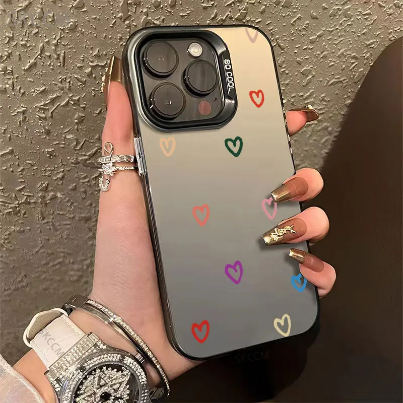 Funda de teléfono con patrón de corazón de amor, cubierta dura mate, pantalla completa de colores, para iPhone 15, 13, 12, 14, 11 Pro Max, X, XS, XR, 7, 8, 15 Plus