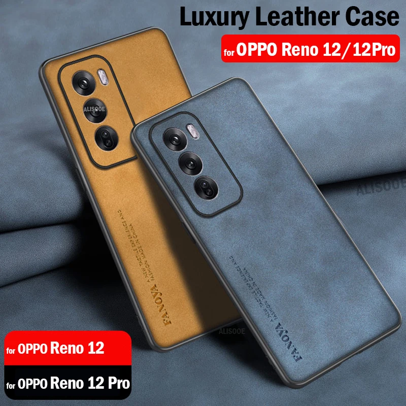 Funda de piel sintética esmerilada para OPPO Reno 12 Pro 5G, carcasa de plástico duro antigolpes mate para OPPO Reno 12 5G