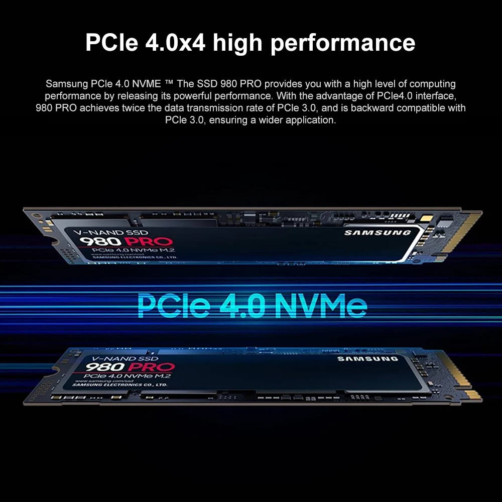 Samsung-disco interno de estado sólido 980 PRO NVMe 4,0 M.2 SSD 500G 1TB 2TB M.2 2280, PCIe Gen 4,0x4 NVMe para ordenador de escritorio - imagen 2