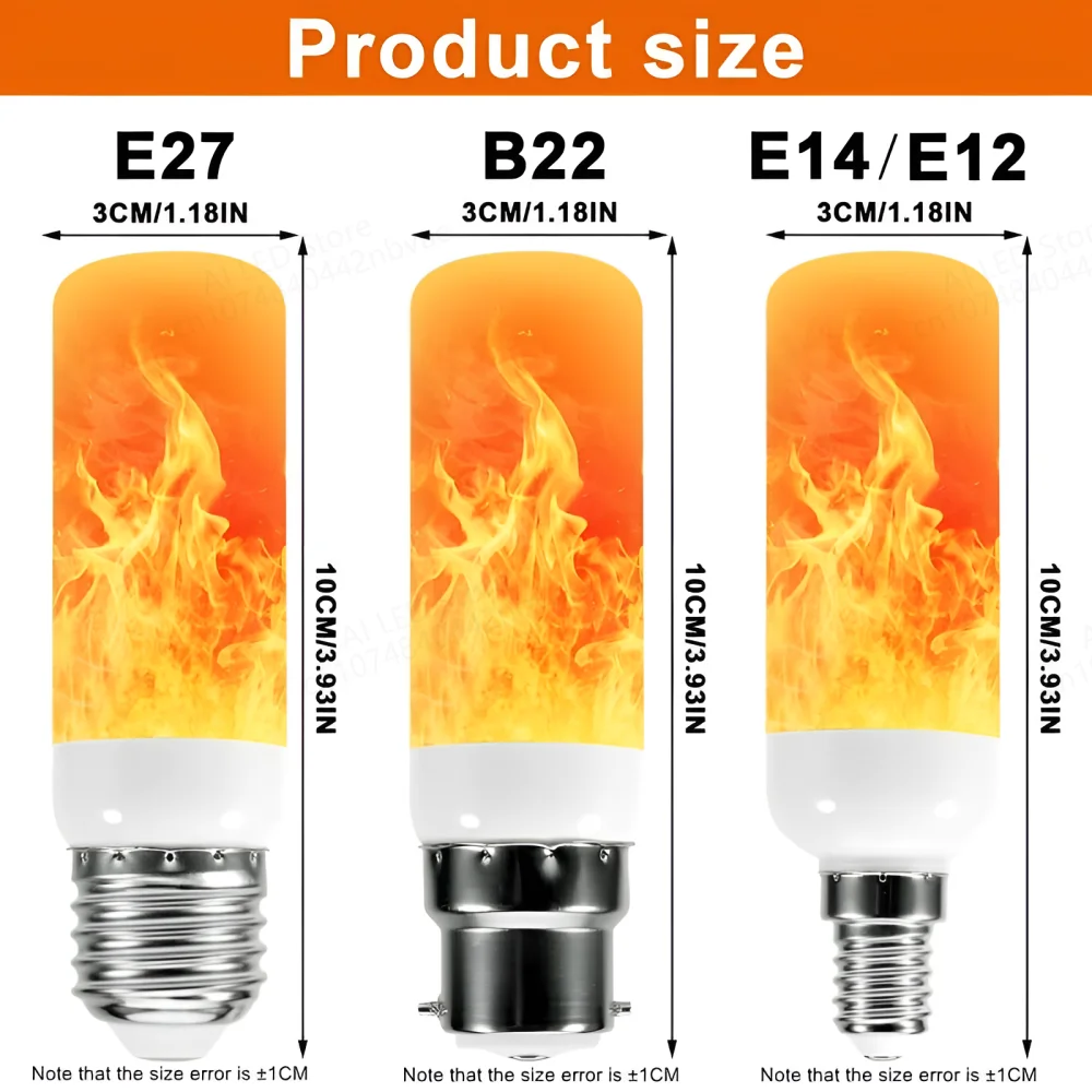 E14 E27 bombilla LED de llama lámpara de llama bombilla de maíz parpadeante B22 LED luz de efecto de llama dinámica 3W 5W AC85V-265V 220V 110V - imagen 2