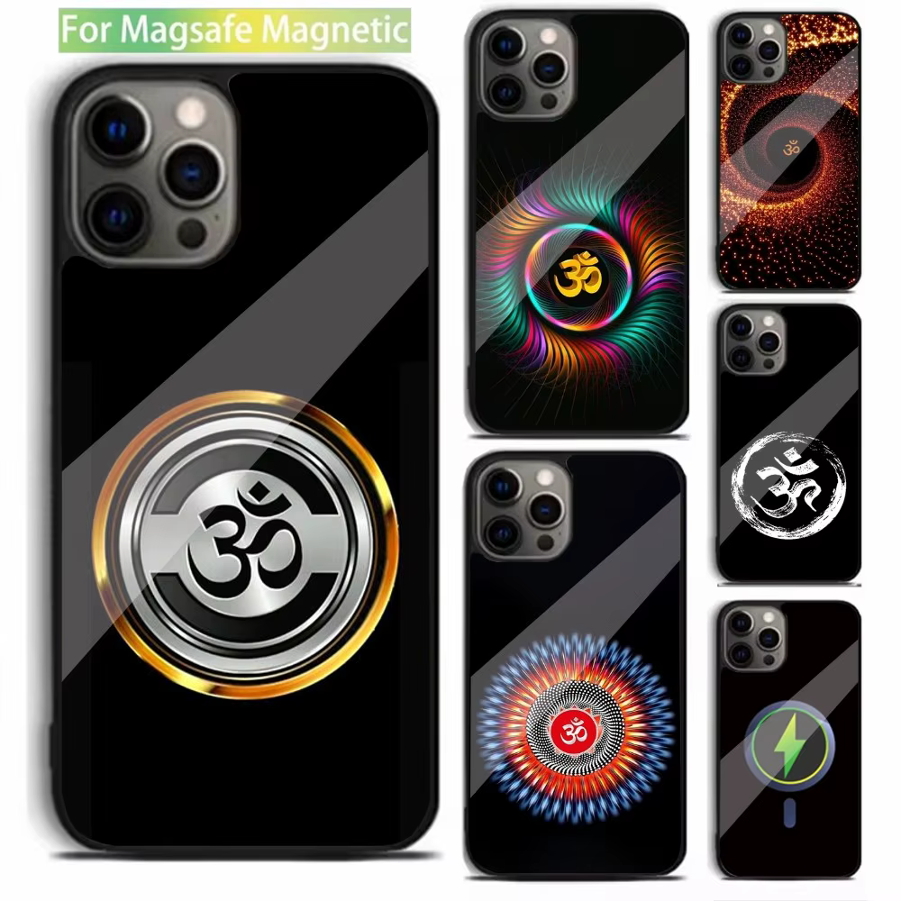 Funda de teléfono con diseño de Mandala para Yoga Om, carcasa magnética de carga inalámbrica para iPhone 15,14,13,12,11,Plus,Pro,Max Mini Magsafe