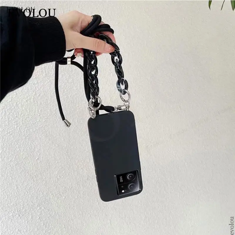 Funda mate con cordón de collar cruzado para Xiaomi POCO X6 Pro X 6 5G, funda de silicona suave con cadena de muñeca de mármol para POCO M6 Pro 4G - imagen 3