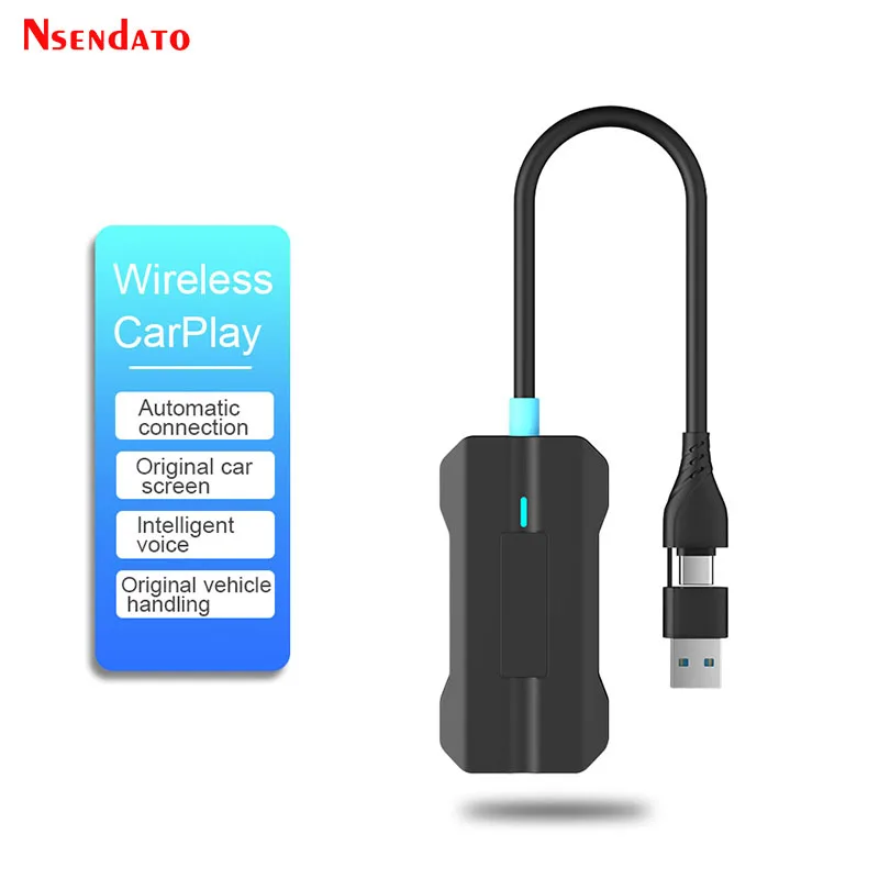 Adaptador Dongle inalámbrico para Carplay, USB tipo C, Plug & Play, con cable a inalámbrico, para iPhone y coche - imagen 2
