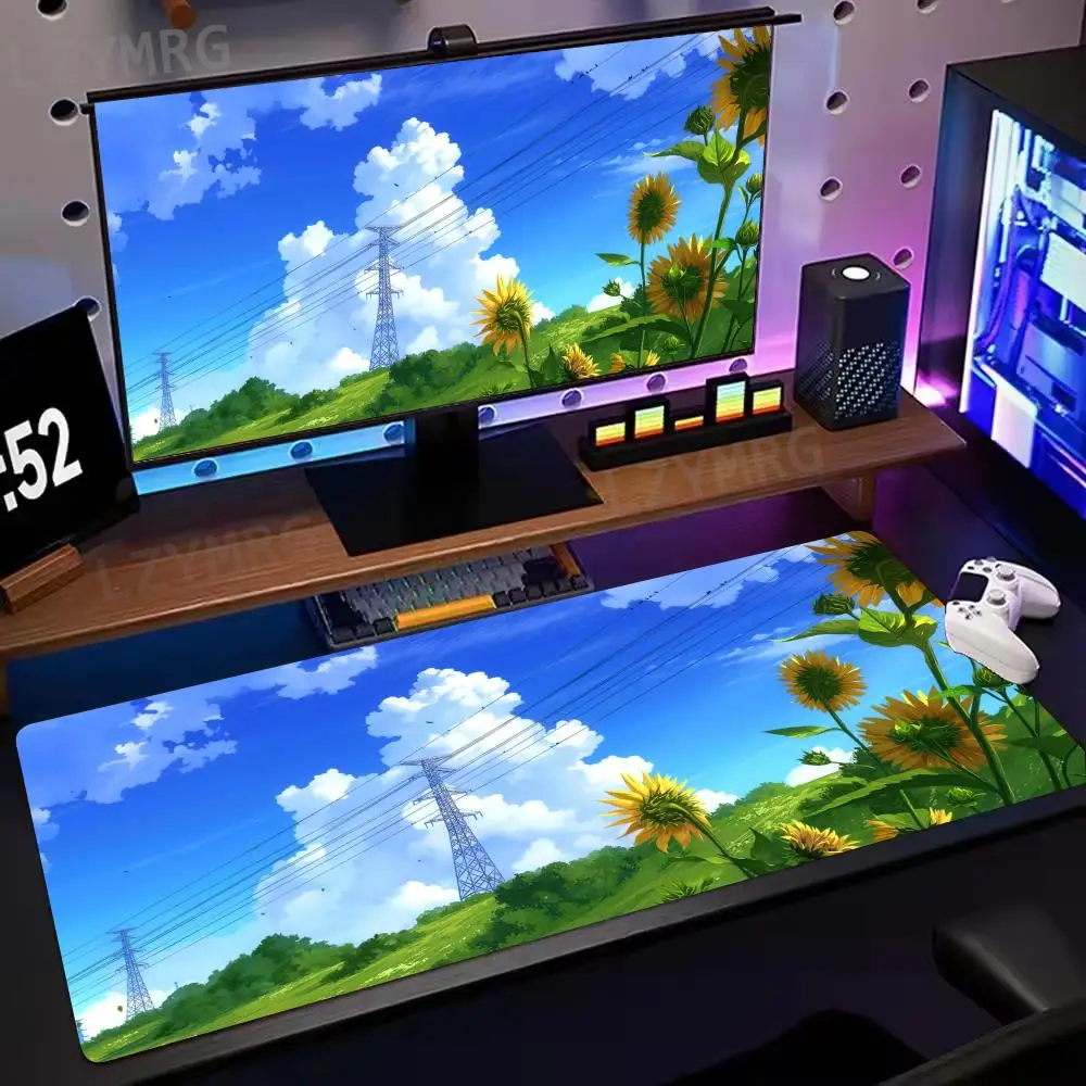 Alfombrilla de ratón con vista de ventana de hoja de arce de dibujos animados, accesorios de escritorio antideslizantes de goma grande, alfombrilla de ratón para decoración de teclado de oficina y jugadores - imagen 3