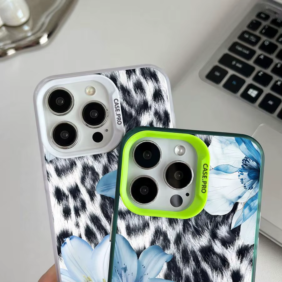 Funda Protectora para Teléfono con Estampado de Leopardo y Flores Azules para iPhone 17 Pro Max 11 12 14 XS XR 15 Plus 13 Pro Air 16 - imagen 4