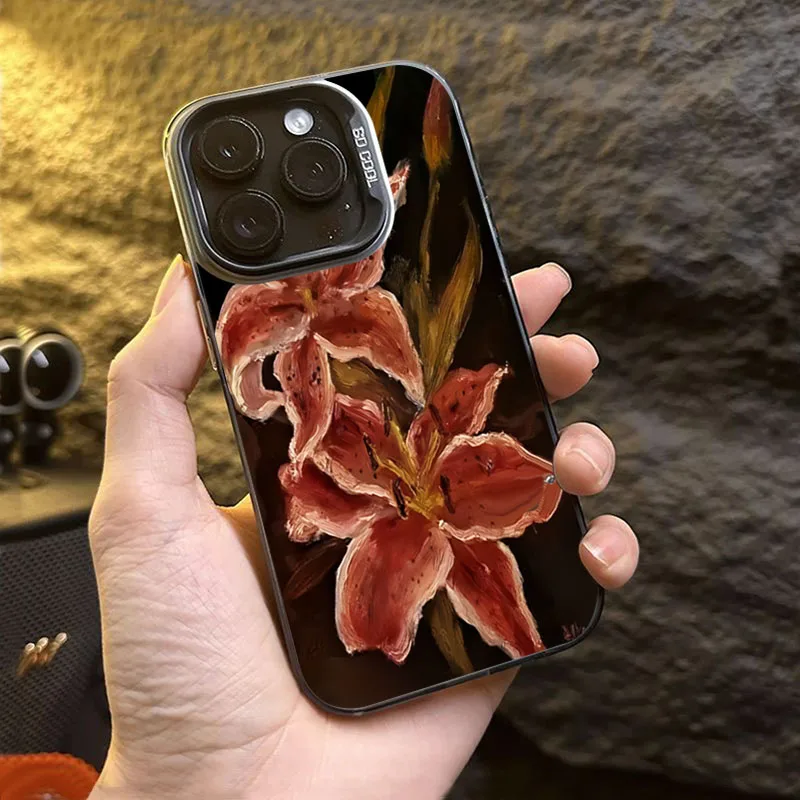 Funda de teléfono con diseño de flor de lirio y pintura al óleo para Samsung Galaxy A56 A16 A15 A35 A55 A34 A54 5G S25 Ultra S24FE S23 S22 Plus - imagen 4