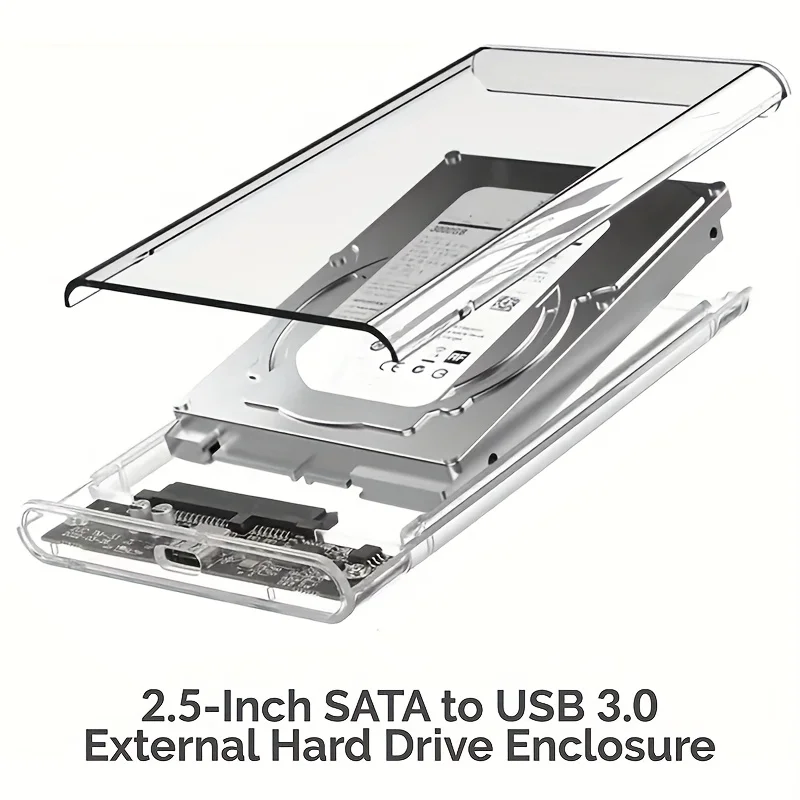 Caja de disco duro externo transparente, HDD SSD de 2,5 pulgadas, Micro-B a USB3.1, carcasa de unidad de 4TB, Compatible con portátil UASP SATA III - imagen 3