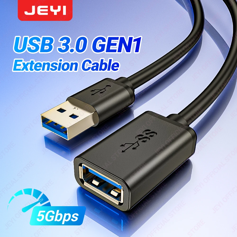 JEYI Cable de extensión USB, USB 3.0 GEN1 5G extender cable macho a hembra, teclado, ratón, unidad flash compatible con transferencia rápida de datos