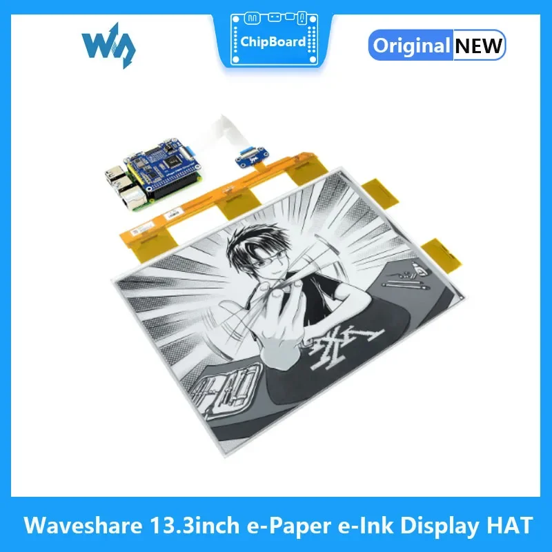 Waveshare sombrero con pantalla de tinta electrónica de papel electrónico de 13,3 pulgadas para Raspberry Pi, resolución de 1600*1200, 16 escalas grises, admite actualización parcial - imagen 2
