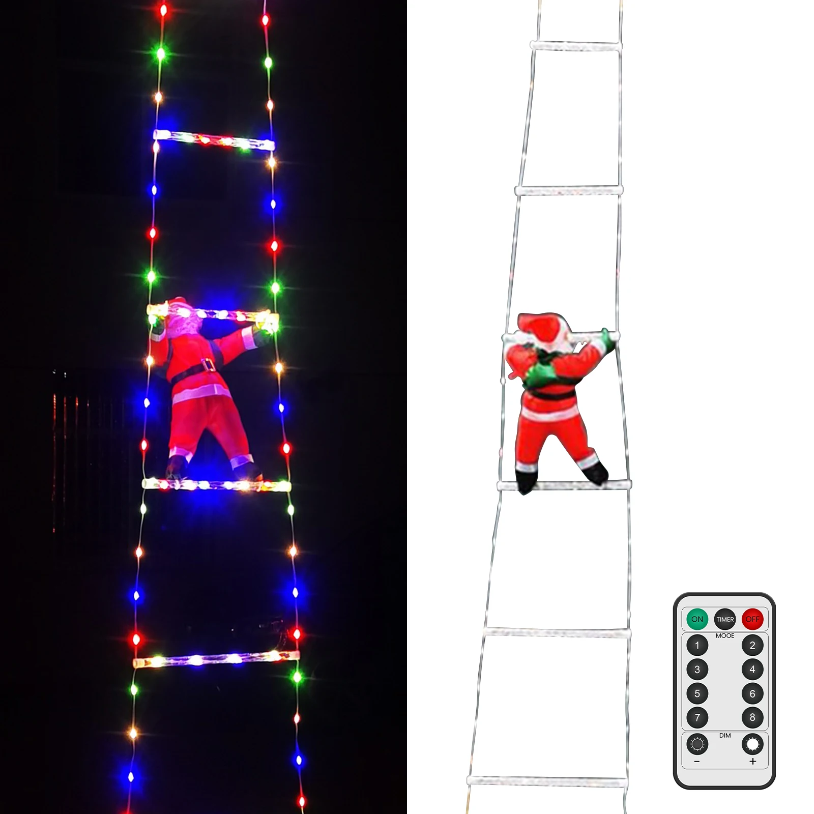 Papá Noel con Control remoto para escalar en escalera de cuerda, adorno navideño para interiores, decoración para exteriores, luces LED impermeables de Navidad - imagen 2