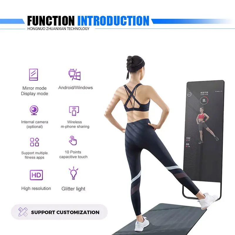 Espejo inteligente mágico del ejercicio del gimnasio de la aptitud de la pantalla táctil interactiva del piso del ejercicio Lcd elegante del deporte de encargo - imagen 3