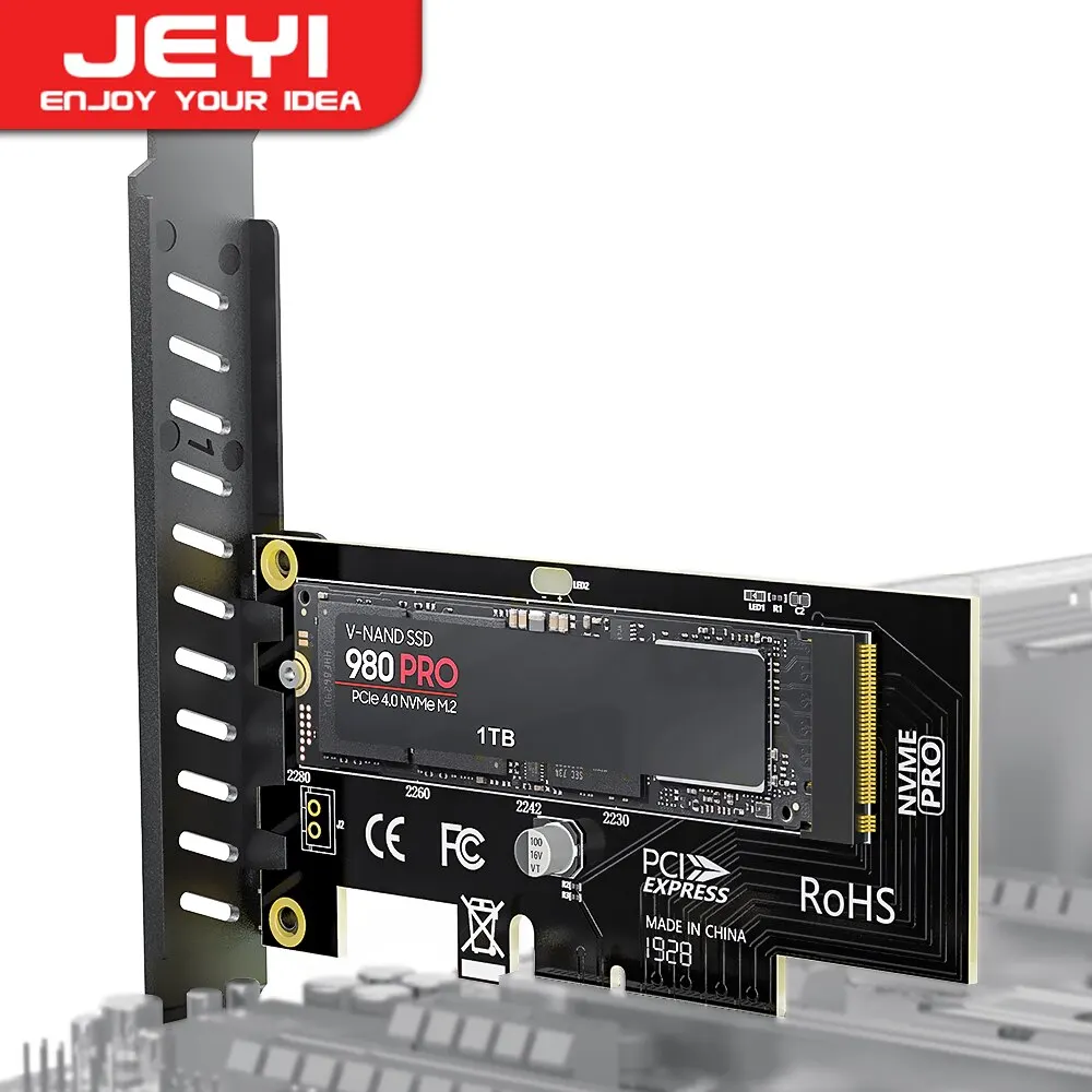 JEYI-adaptador M.2 NVME SSD a PCIe 4,0 3,0, tarjeta de expansión PCIe 4,0 X4 SSD de 64Gbps para PC de escritorio, PCI-E GEN4 GEN3, velocidad completa SK4