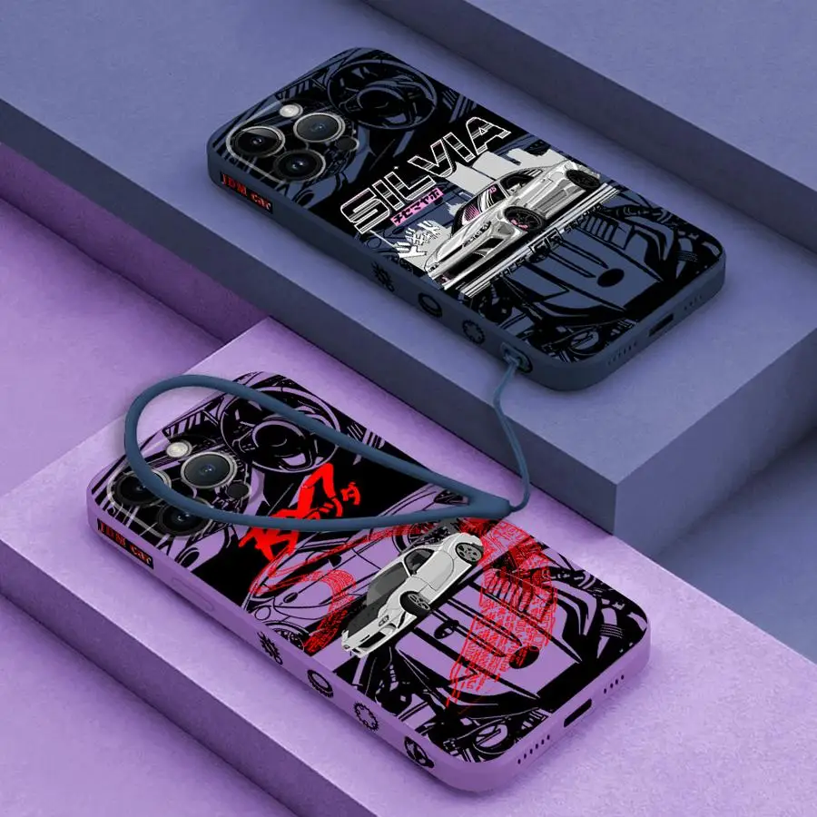 Funda de teléfono japonesa JDM Sports Cars para iPhone 11 13 16 Pro 16e 14ProMax 15 Plus XS Max XR SE 8 7 12 Mini funda suave
