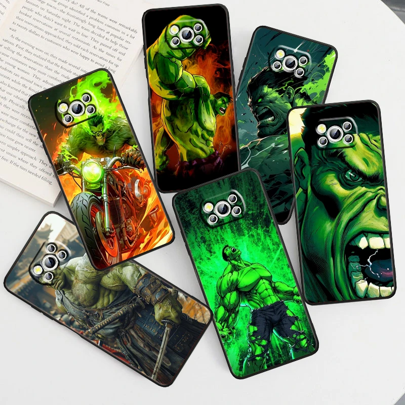 Funda de teléfono de TPU negra para Xiaomi, carcasa Popular de Hulk, Marvel, Mi Poco F5, F4, F3, X6, X5, X4, X3, M6, M5S, M4, M3, C65 Pro, GT, NFC, 5G